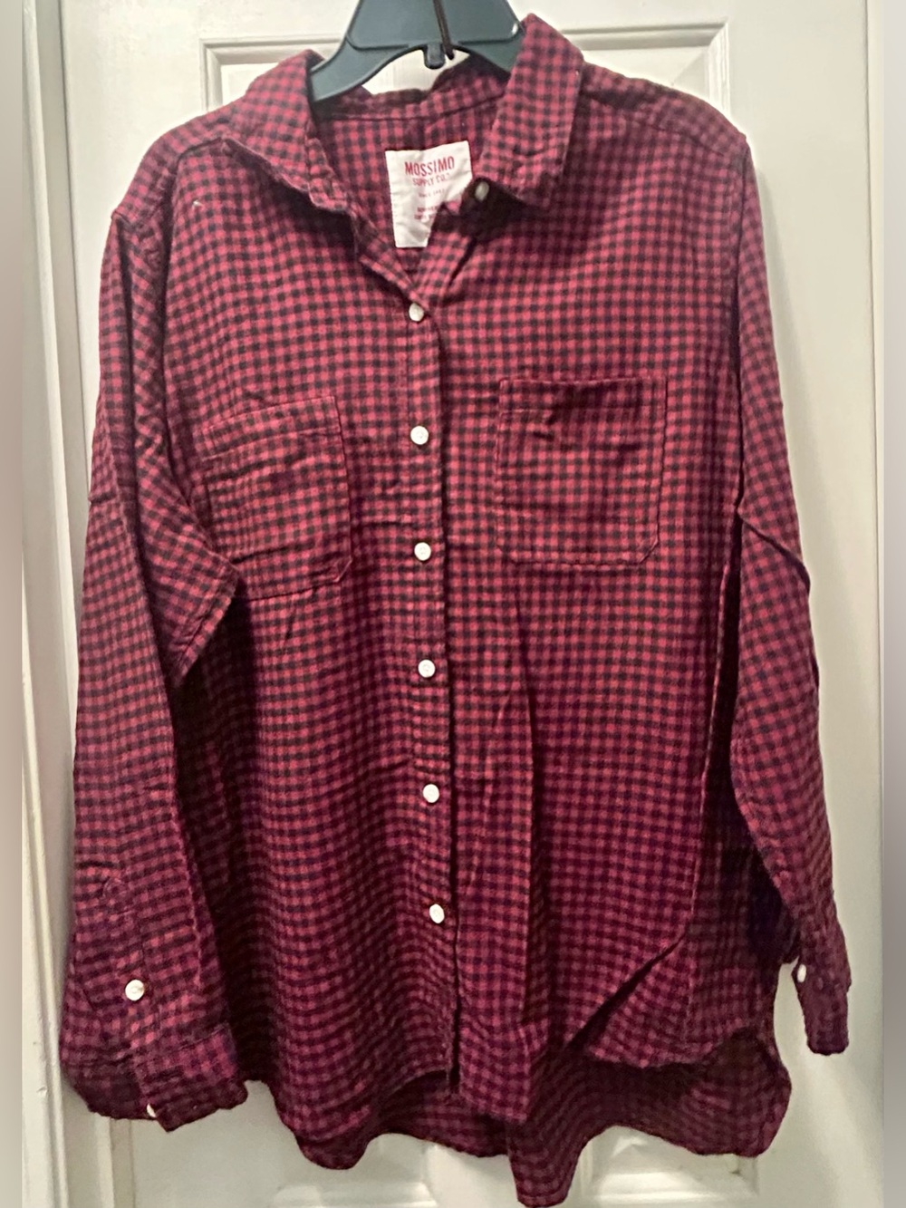 Mossimo Supply Co. Maroon and Black Checked Shirt